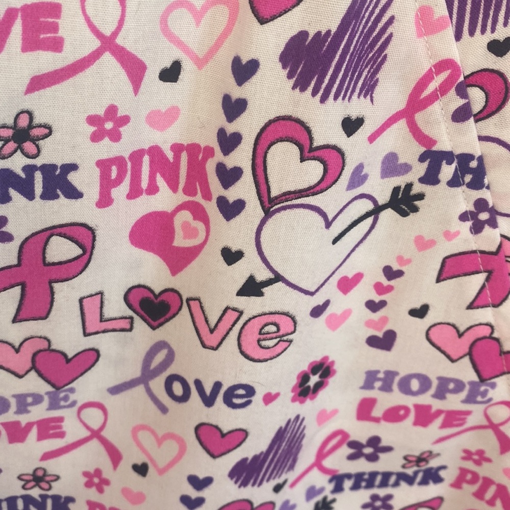 Pink Ribbon /Love Scrub Top - Picture 2 of 5